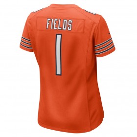 Chicago Bears Tröjor Justin Fields 1 Nike Orange 2021 NFL Draft - Dame
